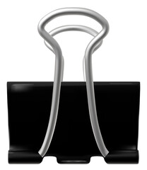 Black binder paper clip. Paper fastener. Png clipart isolated cut out on transparent background