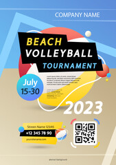 Obraz premium Beach Volleyball Tournament Poster Template