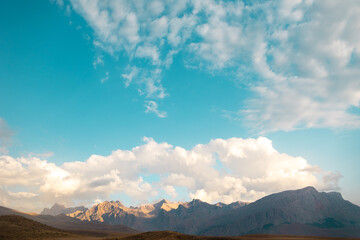 Obraz premium Aladaglar National Park. Cloudy mountain landscape. Transmountain trips. Trekking Aladaghlar. Turkey..