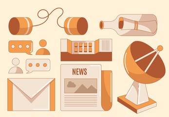 Set Collection Communication. Telephone, Mail, Newsletter, Message,
