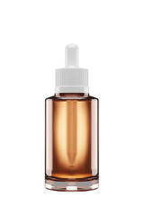 3D rendering of medical oil glass bottle isolated on white background. container for perfume cosmetic bottle simulated  glass.