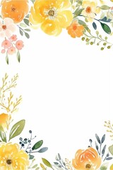 Water Color Pastel Flower and bloom, Wedding decorative perfect rectangle frame border, AI Generative