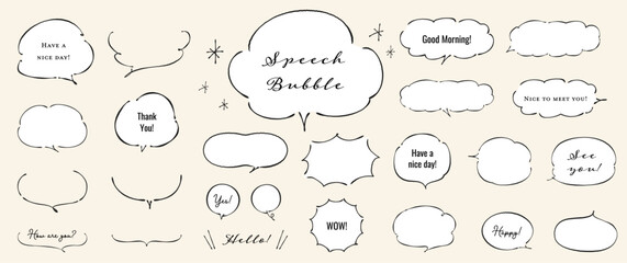 Fototapeta na wymiar A set of speech bubbles that look like they were handwritten with a fountain pen