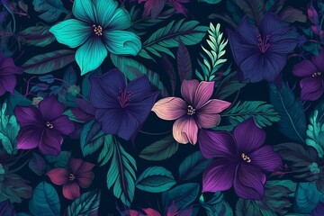 "Nature's Palette: Colorful Flower and Leaf Wallpaper for Stylish Walls"Ai