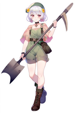 農家の女性キャラクターの全身イラスト(AI generated image)
