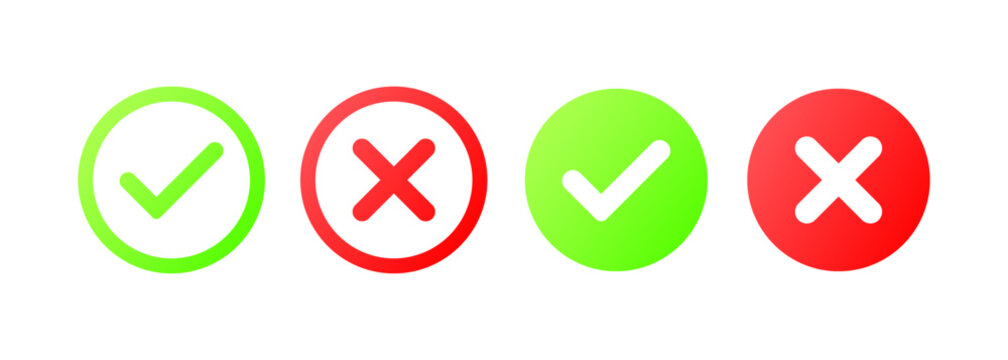 Yes or no. Flat, color, yes or no icon set. Vector icons.