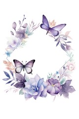 Water Color Pastel Flower and bloom, Wedding decorative perfect rectangle frame border, AI Generative