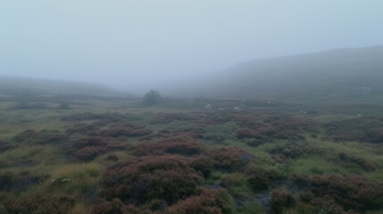 Lost in the Mist: A Summer Day on the Moorland. Generative AI
