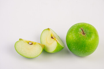 Fresh green apples isolated on white background