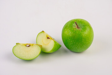 Fresh green apples isolated on white background