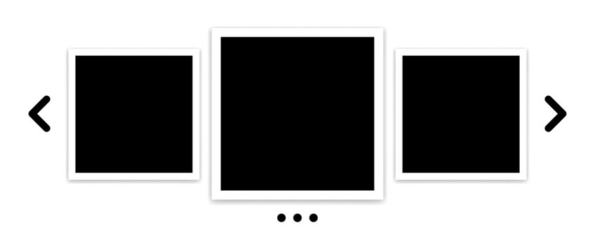 Polaroid frame. Flat, white, collage of polaroid frames. Vector icons.