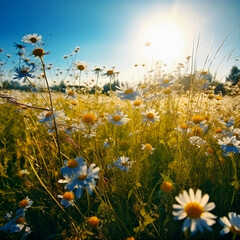 field of daisies in the summer