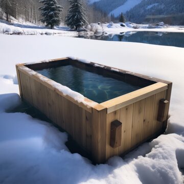 Ice Bath Cold Water Therapy Outdoor Ice Exposure Nature Bath Freezing Temperature Winter Water 