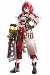 Fototapeta premium 技師(エンジニア)の女性キャラクターの全身イラスト(AI generated image)