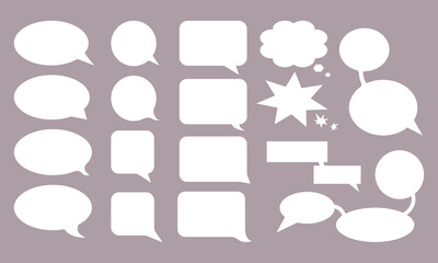 vector set of white bubbles for dialogue in different sizes and shapes for thoughts, chats, conversation in comics