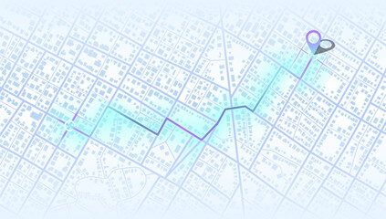 Gps map navigation to own house. City top view. View from above the map buildings. Detailed view of city. Decorative graphic tourist map. Abstract transportation background. Vector, illustration.