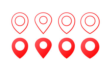 Label. Flat, red, label for the map. Vector icons.