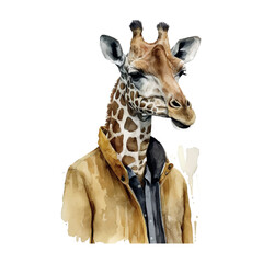 Giraffe suit fashion illustration for clothes design. Cute character design. Happy beautiful background.
