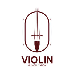 Violin Viola Fiddle Cello bass Contrabass music instrument silhouette logo design inspiration