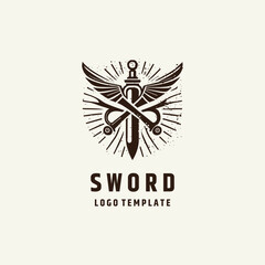 Sword logo design vector illustration