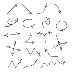 a set of hand-drawn vector arrows of different shapes