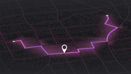 Isometric Gps map navigation to own house. City top view. View from above the map buildings. Detailed view of city. Decorative graphic tourist map. Abstract transportation background. Vector