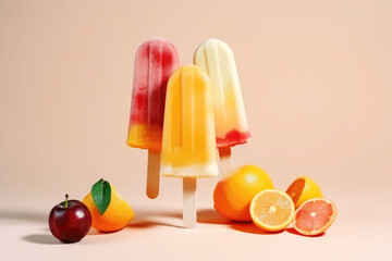 Fruit ice cream on stick. Created with Generative AI technology.