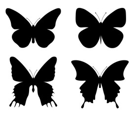 collection of butterflies  set of butterflies silhouettes Flying Vector illustration