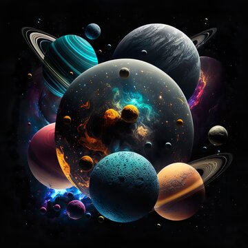 Galaxie Bild mit Planeten