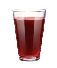 Watercolor cherry juice in a glass with on a white background. Clipping path 