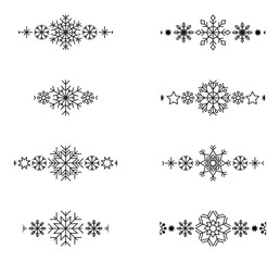 Snowflake border element. Winter snowflake silhouette for Christmas design