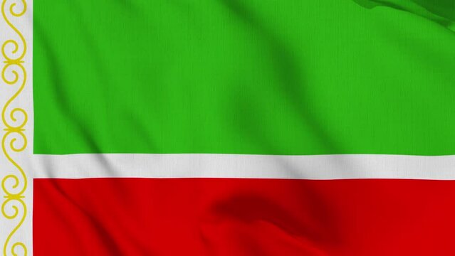 Chechen Repub lic Flag Waving Slowly Looped
