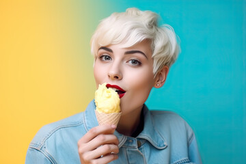 Junge Frau ist Eis , KI generiert