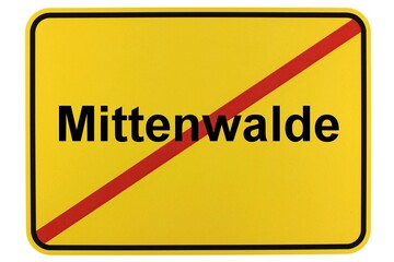 Illustration eines Ortsschildes der Gemeinde Mittenwalde in Brandenburg