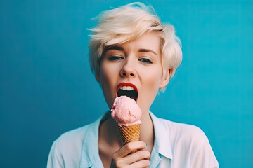 Junge Frau ist Eis , KI generiert