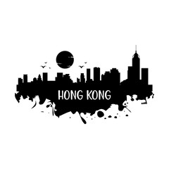 Obraz premium Hong Kong Skyline Silhouette
