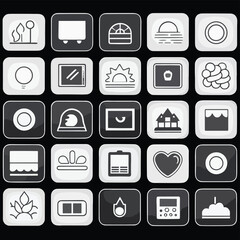 Set of mobile app icons black and white vector user interface