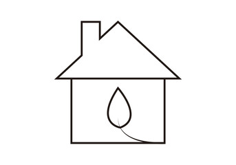 Icono de casa con energía renovable. 