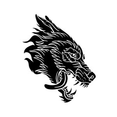 Hand drawn illustration of wolf head silhouette
