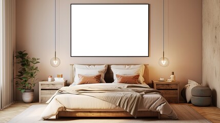 Modern bedroom interior in terracota colors. Generated ai.