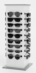 Realistic 3D Render of Sunglasses on Stand