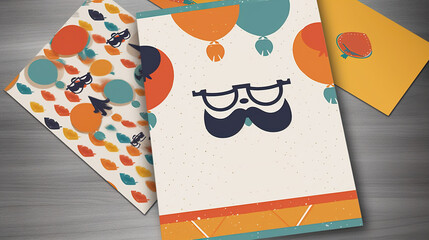 Generative Ai illustration, father's day greeting card, with a moustache and glasses
