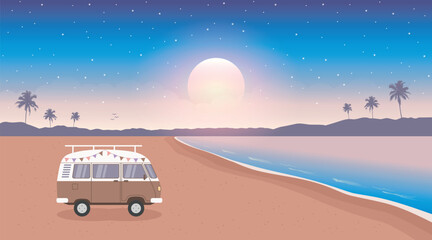secret paradise beach summer holiday with camper van © krissikunterbunt