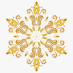 Round golden vintage vector ornament in classic style. Abstract traditional ornament with oriental elements. Classic vintage pattern