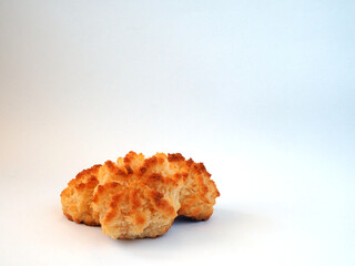Homemade coconut cookies on a white background