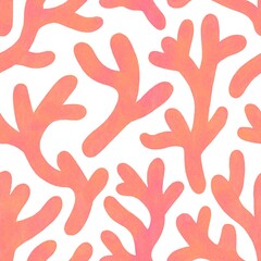 Naklejka na ściany i meble Coral seamless pattern isolated on white background. 