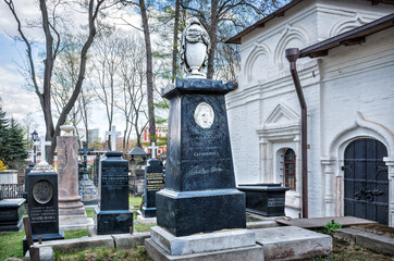 Fototapeta na wymiar Simonov Fedor Ivanovich, cotton spinning manufacturer, grave, necropolis, Donskoy Monastery, Moscow