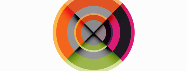 Circles with shadows trendy minimal geometric composition abstract background