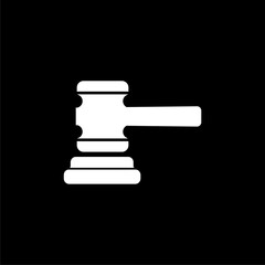 Simple illustration of judge gavel icon isolated on black background 