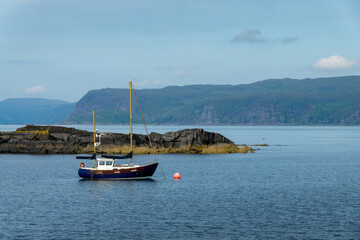 Landscape with a boat, Seil island near Oban, Scotland, UK